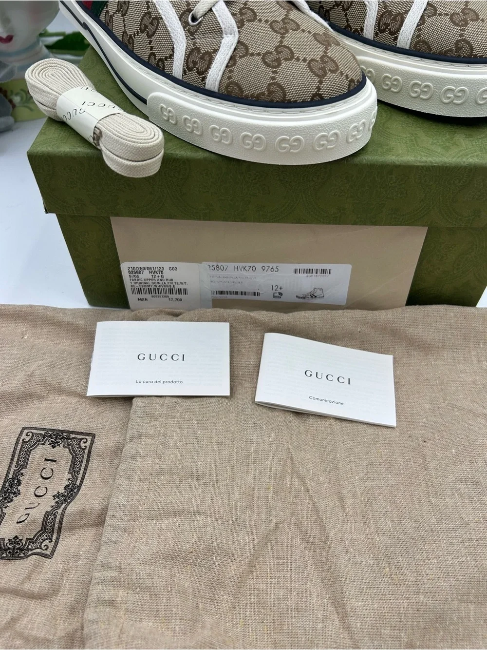 Men's Gucci tennis 1977 GG monogram canvas sneakers size 12.5 fits 13 US
